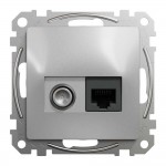 Розетка Schneider Sedna Design алюминий компьютерная RJ45 Cat.6 UTP+TV ( SDD113469T )