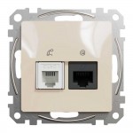 Розетка Schneider Sedna Design бежевая компьютерная RJ45 Cat. 6 UTP + RJ11 ( SDD112468 )