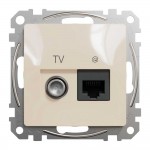 Розетка Schneider Sedna Design бежевая компьютерная RJ45 Cat. 6 UTP + TV ( SDD112469T ) Розетка Schneider Sedna Design бежевая компьютерная RJ45 Cat. 6 UTP + TV ( SDD112469T )