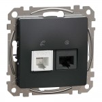 Розетка Schneider Sedna Design черная компьютерная RJ45 Cat. 6 UTP + RJ11 ( SDD114468 )