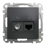 Розетка Schneider Sedna Design черная компьютерная RJ45 Cat. 6 UTP + TV ( SDD114469T ) Розетка Schneider Sedna Design черная компьютерная RJ45 Cat. 6 UTP + TV ( SDD114469T )