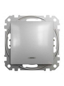 Вимикач Schneider Sedna Design алюміній 1кл з підсвіткою