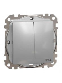 Вимикач Schneider Sedna Design алюміній 2кл IP44
