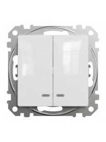 Вимикач Schneider Sedna Design білий 2кл з підсвіткою