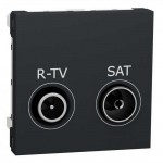Розетка Schneider Unica NEW антрацит R-TV/SAT 2 модуля ( NU345454 )