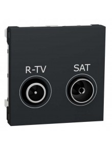 Розетка Schneider Unica NEW антрацит R-TV/SAT 2 модуля