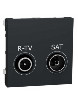Розетка Schneider Unica NEW антрацит R-TV/SAT 2 модуля