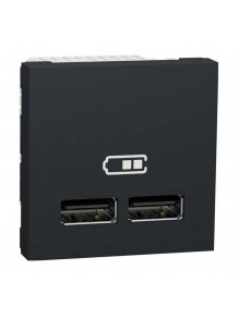 Розетка Schneider Unica NEW антрацит USB 2-я 2.1А 2 мод.