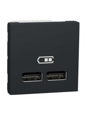 Розетка Schneider Unica NEW антрацит USB 2-я 2.1А 2 мод.