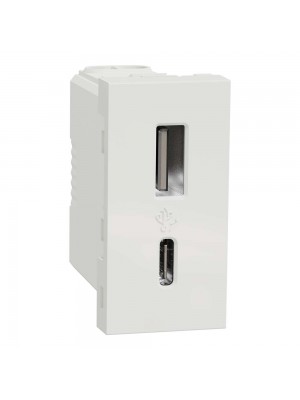 Розетка Schneider Unica NEW белая USB тип A+C 12 Вт 1 модуль