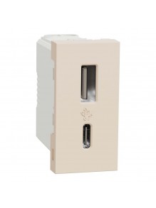 Розетка Schneider Unica NEW бежевая USB тип A+C 12 Вт 1 модуль