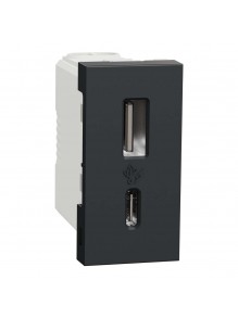 Розетка Schneider Unica NEW антрацит USB тип A+C 12 Вт 1 модуль