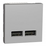 Розетка Schneider Unica NEW алюміній USB 2-на 2.1А ( NU341830 )