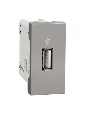 Розетка Schneider Unica NEW алюминий USB-коннектор 1 модуль