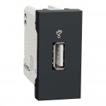 Розетка Schneider Unica NEW антрацит USB-коннектор 1 мод (NU342954)