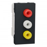 Розетка Schneider Unica NEW антрацит 3 RCA 1 мод ( NU343154 )