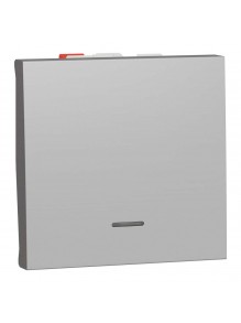 Выключатель Schneider Unica NEW алюминий 1кл проходной с подсветкой