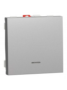 Выключатель кнопочный Schneider Unica NEW алюминий 1кл с подсветкой