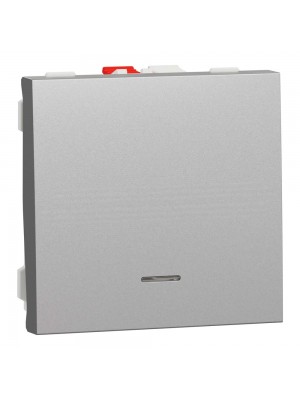 Выключатель кнопочный Schneider Unica NEW алюминий 1кл с подсветкой