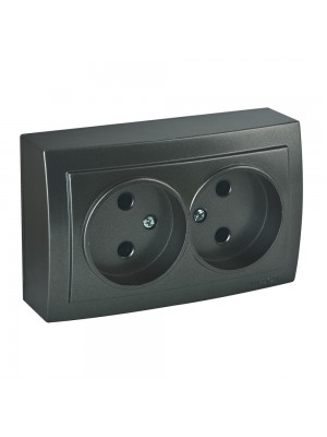 Розетка Nilson Themis антрацит 2-на без заземлення