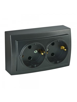 Розетка Nilson Themis антрацит 2-на з заземленням