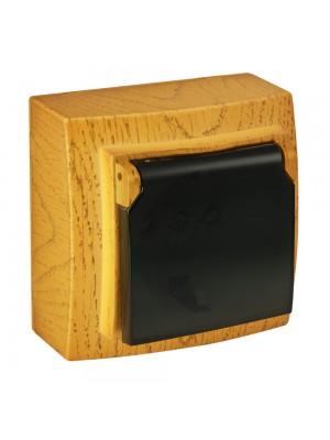 Розетка Nilson Themis дуб 1-на з заземленням з кришкою