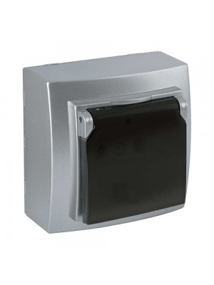 Розетка Nilson Themis срібло 1-на з заземленням з кришкою