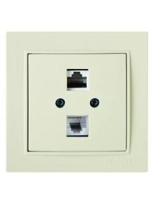 Розетка Nilson Thor кремовая компьютерная 2-я CAT5e RJ45