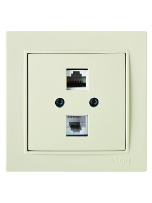 Розетка Nilson Thor кремова комп'ютерна 2-на CAT6e RJ45