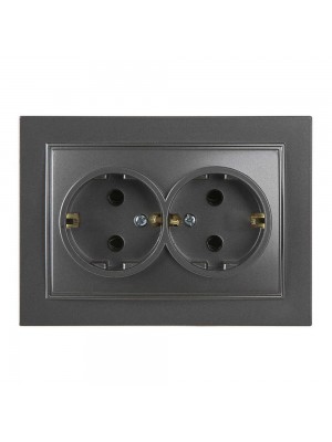 Розетка Nilson Thor антрацит 2-на з заземленням