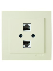 Розетка Nilson Touran кремова комп'ютерна 2-на CAT5e RJ45