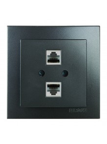 Розетка Nilson Touran антрацит комп'ютерна 2-на CAT5e RJ45
