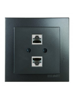 Розетка Nilson Touran антрацит комп'ютерна 2-на CAT5e RJ45