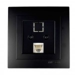 Розетка Nilson Touran чорна мат комп'ютерна  2-на CAT5e RJ45 ( 24381044 )