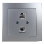 Розетка Nilson Touran срібло комп'ютерна 2-на CAT5e RJ45 ( 24131046 )