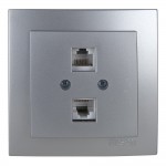 Розетка Nilson Touran срібло комп'ютерна  2-на CAT6e RJ45 ( 24131047 )