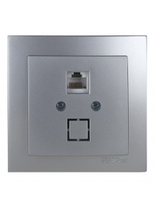 Розетка Nilson Touran срібло комп'ютерна CAT6e RJ45