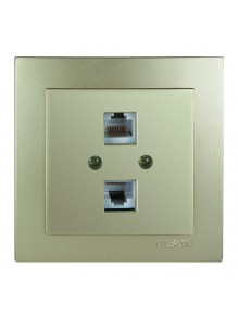 Розетка Nilson Touran золото комп'ютерна 2-на CAT5e RJ45