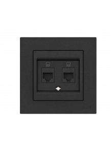 Розетка EL-BI VEGA чорна мат комп'ютерна 2-на CAT6 RJ45