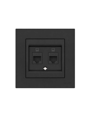 Розетка EL-BI VEGA чорна мат комп'ютерна 2-на CAT6 RJ45