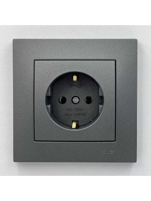 Розетка EL-BI VEGA антрацит матовий 1-на з заземленням