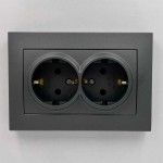 Розетка EL-BI VEGA антрацит матовий 2-на з заземленням ( 510-016730-907 )