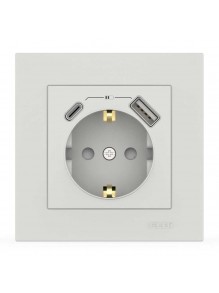 Розетка EL-BI VEGA білий мат 1-на з заземленням + 2USB (Type C+A) 2A