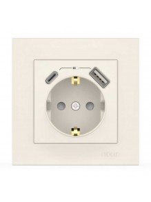 Розетка EL-BI VEGA біла 1-на з заземленням + 2USB (Type C+A)