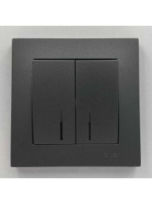 Вимикач EL-BI VEGA антрацит матовий 2-кл з підсвіткою