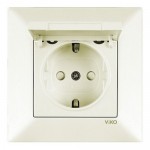 Розетка VI-KO Meridian кремова 1-на з заземленням з кришкою ( 90970212-WH )