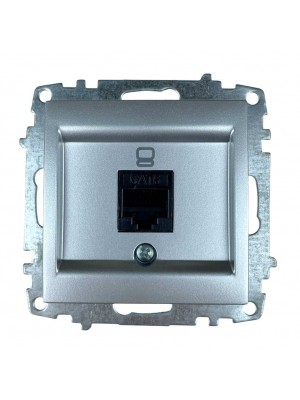 Розетка EL-BI ZENA Silverline сірий металік комп'ютерна 1-на без рамки