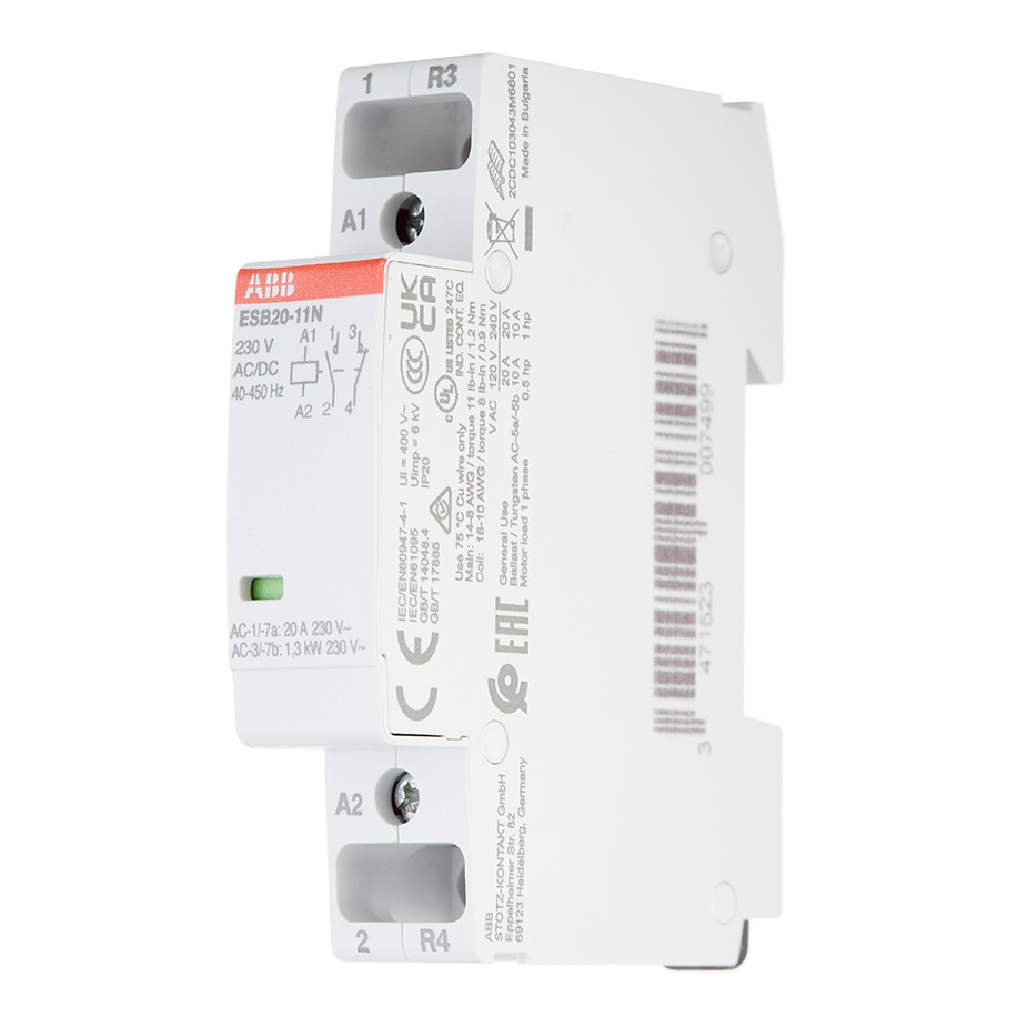 Контактор модульний ABB 2p 20А 230В AC/DC ESB20-11N-06 ( 1SBE121111R0611 )