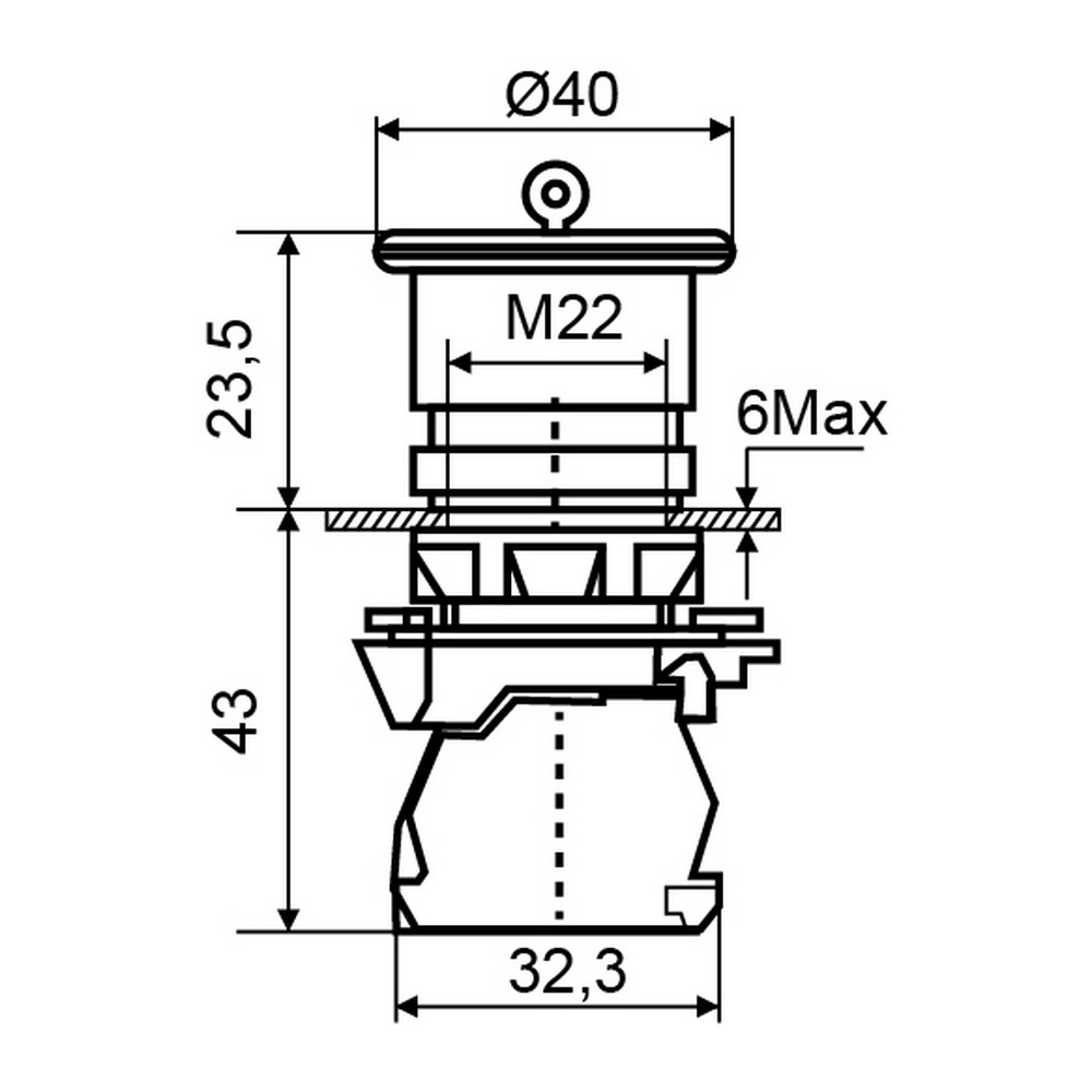 Кнопка безпеки АСКО TB5-AS542 повернення поворотом d40mm ( A0140010163 )