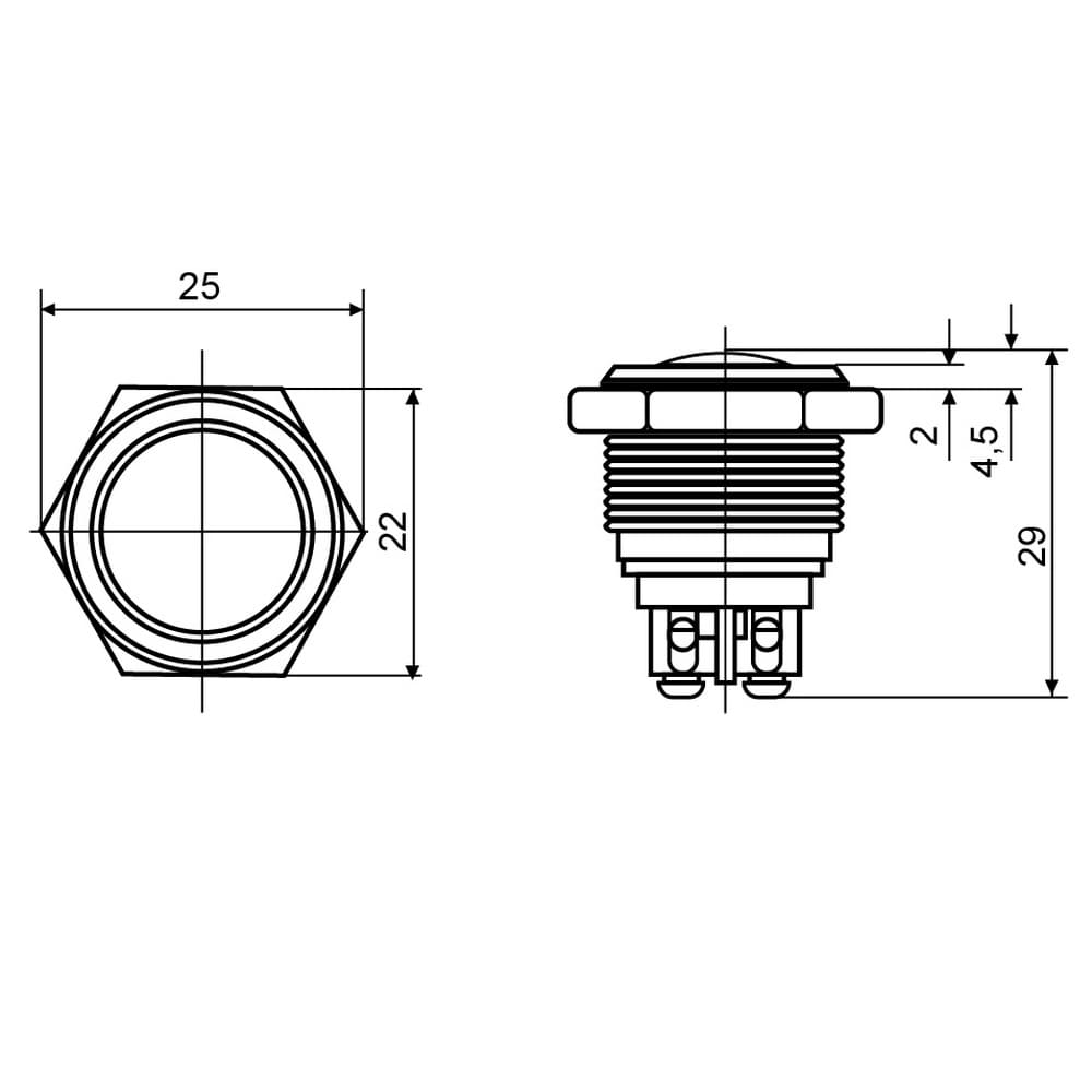Кнопка металева АСКО TY 19-231A Scr ( A0140010105 )